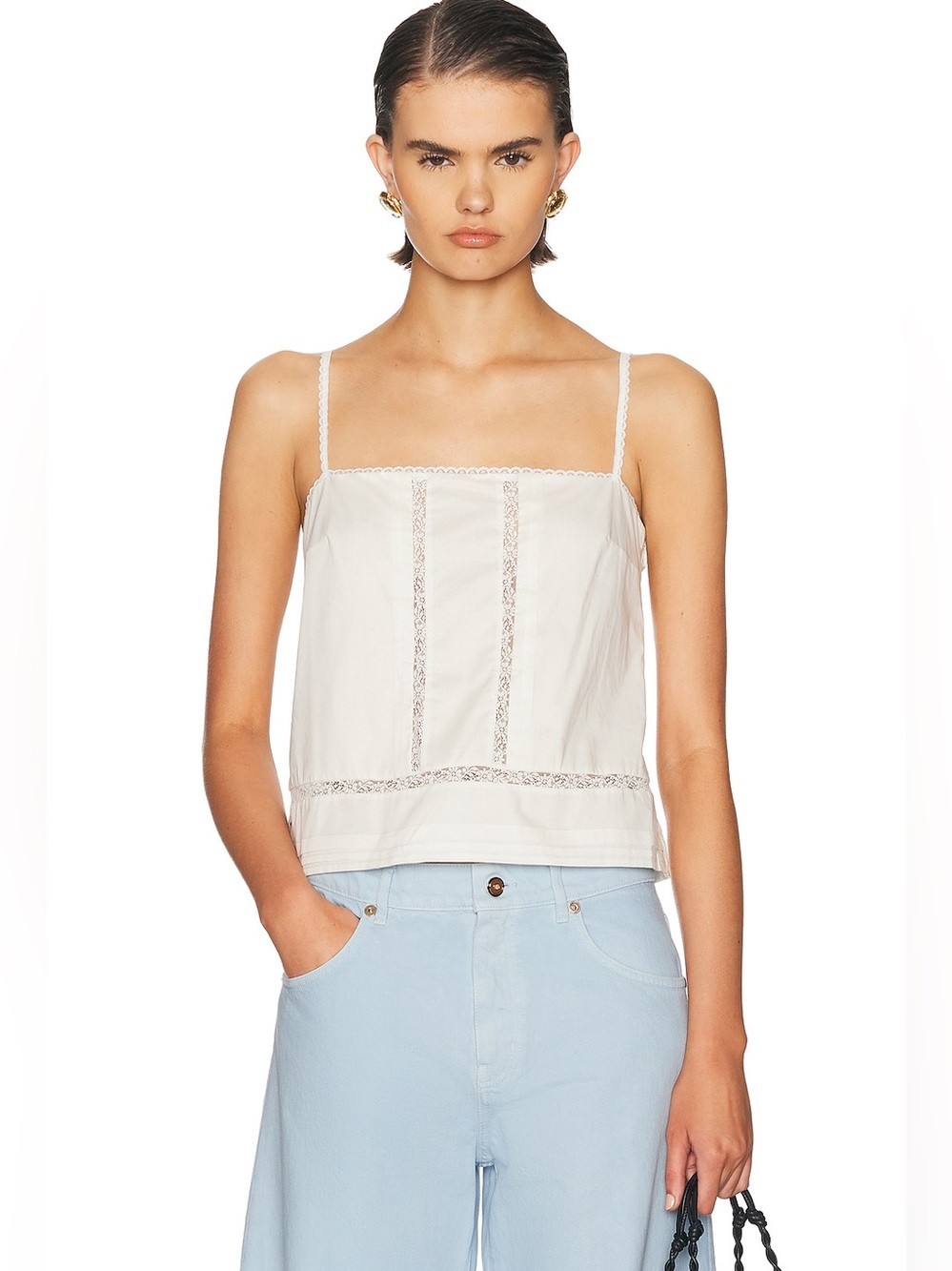 STAUD Corinna Lace Inset Tank Top